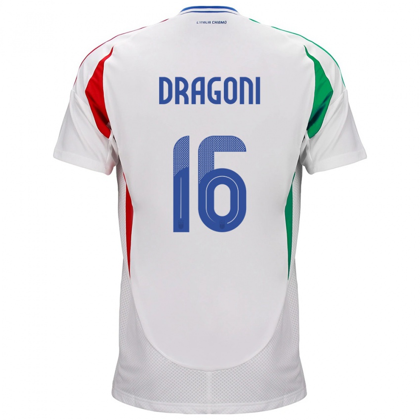 Niño Camiseta Italia Giulia Dragoni #16 Blanco 2ª Equipación 24-26 La Camisa Perú