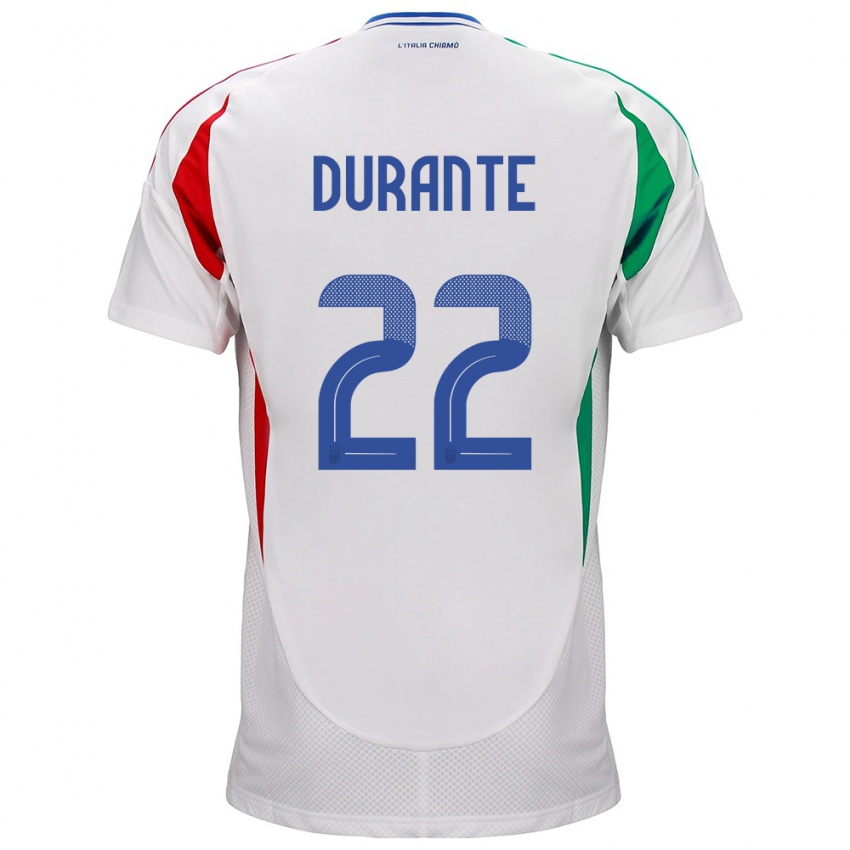 Niño Camiseta Italia Francesca Durante #22 Blanco 2ª Equipación 24-26 La Camisa Perú