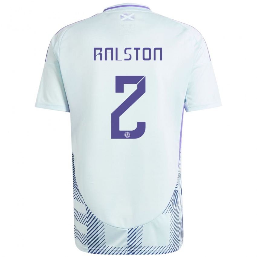 Niño Camiseta Escocia Anthony Ralston #2 Azul Menta Claro 2ª Equipación 24-26 La Camisa Perú