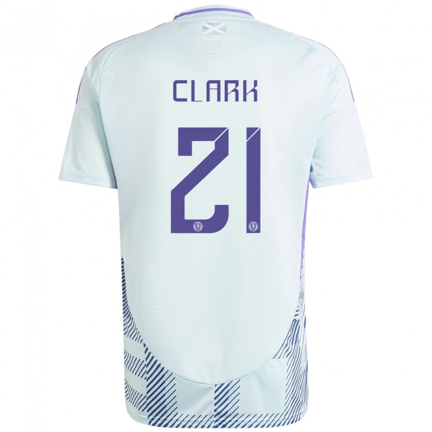 Niño Camiseta Escocia Zander Clark #21 Azul Menta Claro 2ª Equipación 24-26 La Camisa Perú