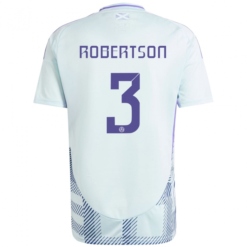 Niño Camiseta Escocia Andrew Robertson #3 Azul Menta Claro 2ª Equipación 24-26 La Camisa Perú