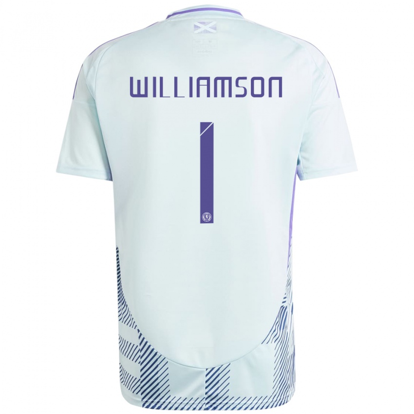 Niño Camiseta Escocia Woody Williamson #1 Azul Menta Claro 2ª Equipación 24-26 La Camisa Perú