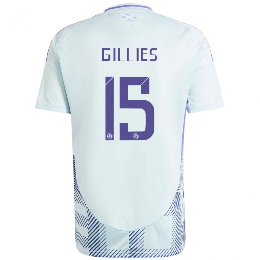 Niño Camiseta Escocia Matthew Gillies #15 Azul Menta Claro 2ª Equipación 24-26 La Camisa Perú