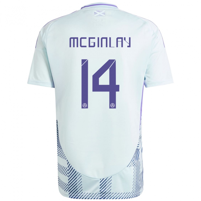 Niño Camiseta Escocia Aiden Mcginlay #14 Azul Menta Claro 2ª Equipación 24-26 La Camisa Perú