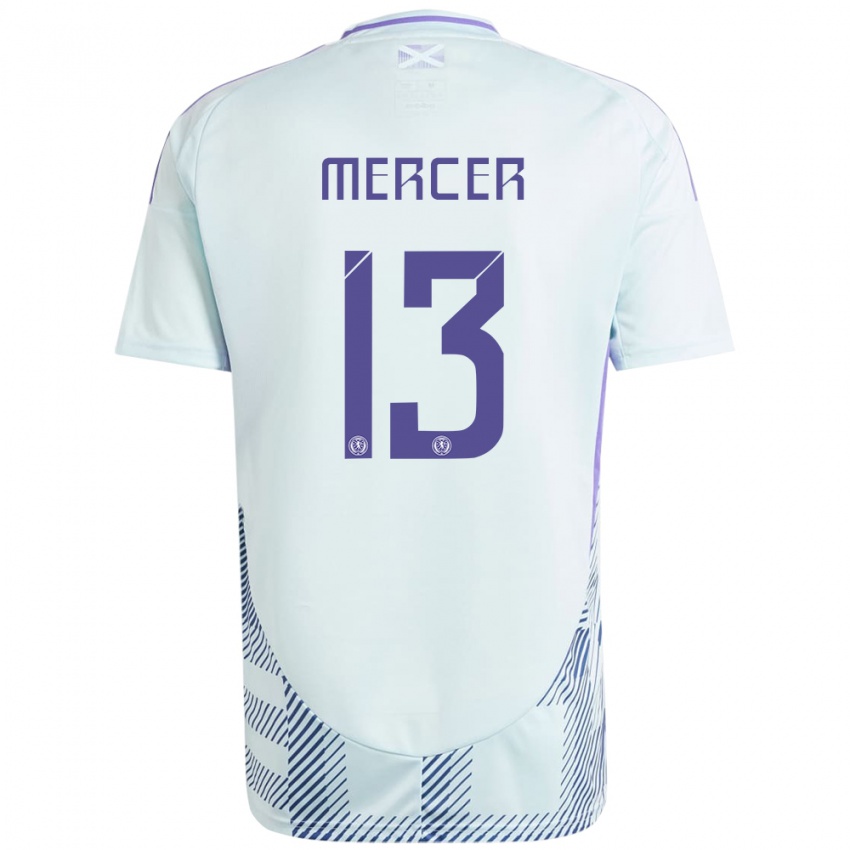 Niño Camiseta Escocia Jamie Mercer #13 Azul Menta Claro 2ª Equipación 24-26 La Camisa Perú