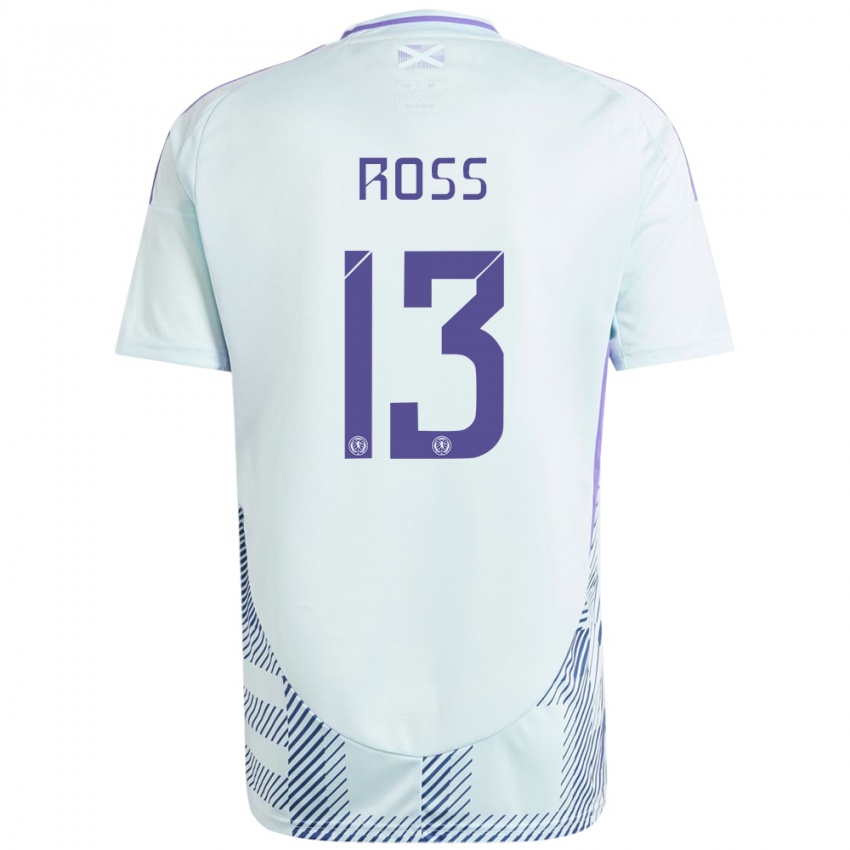 Niño Camiseta Escocia Jane Ross #13 Azul Menta Claro 2ª Equipación 24-26 La Camisa Perú