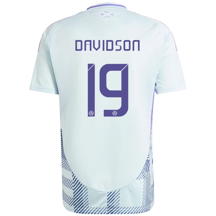 Niño Camiseta Escocia Lauren Davidson #19 Azul Menta Claro 2ª Equipación 24-26 La Camisa Perú