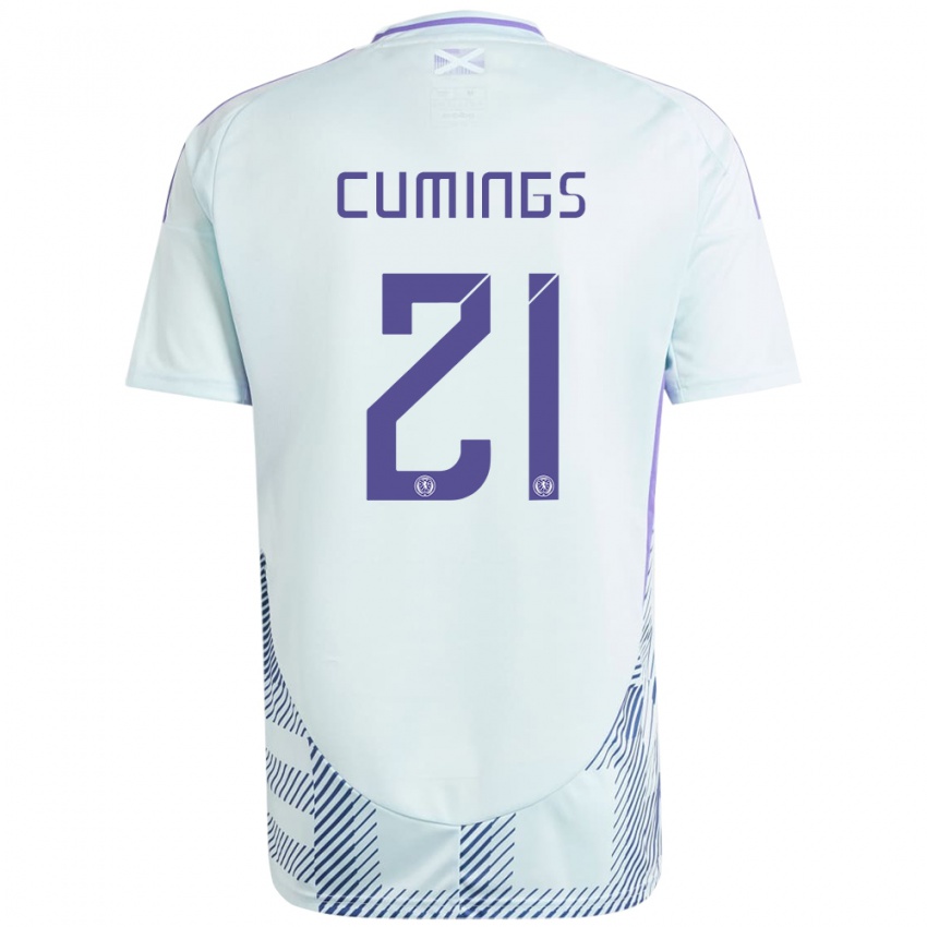 Niño Camiseta Escocia Eartha Cumings #21 Azul Menta Claro 2ª Equipación 24-26 La Camisa Perú