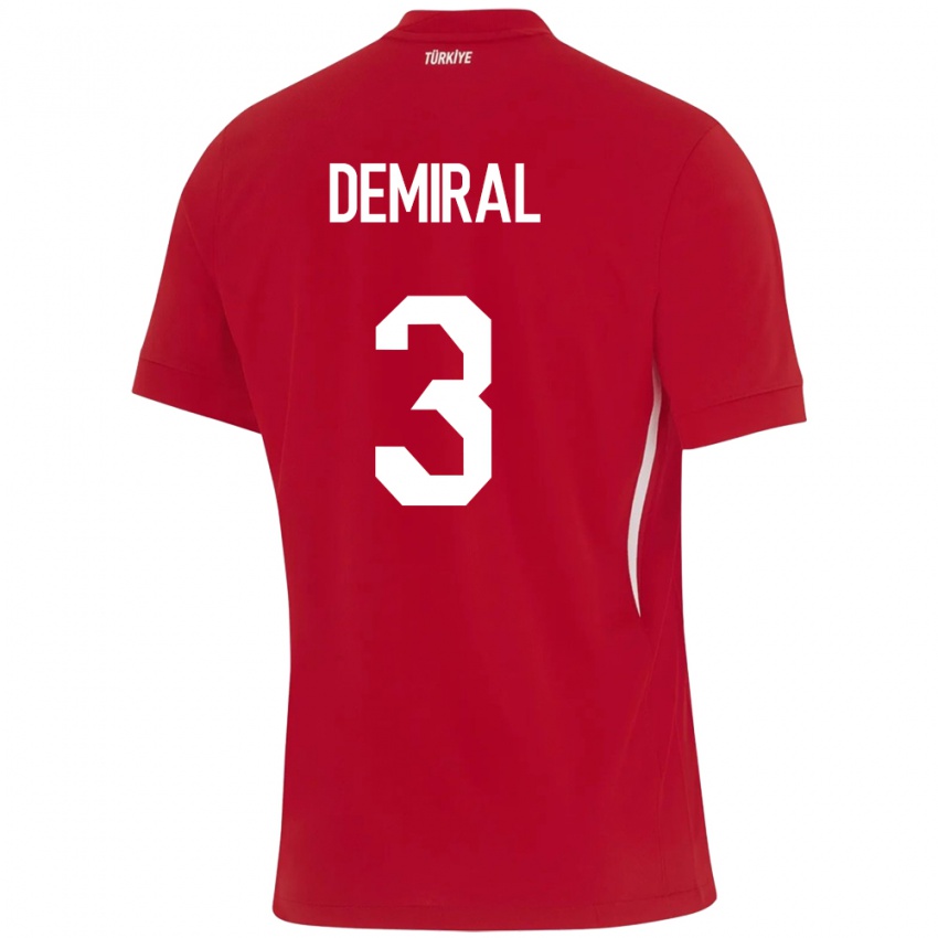 Niño Camiseta Turquía Merih Demiral #3 Rojo 2ª Equipación 24-26 La Camisa Perú