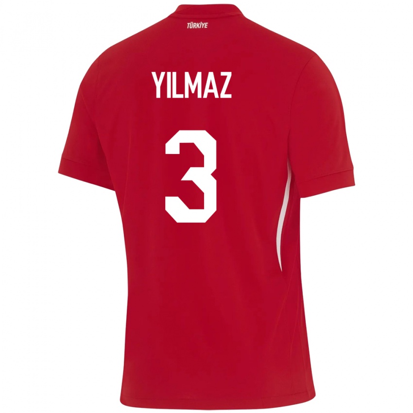 Niño Camiseta Turquía Berkay Yılmaz #3 Rojo 2ª Equipación 24-26 La Camisa Perú