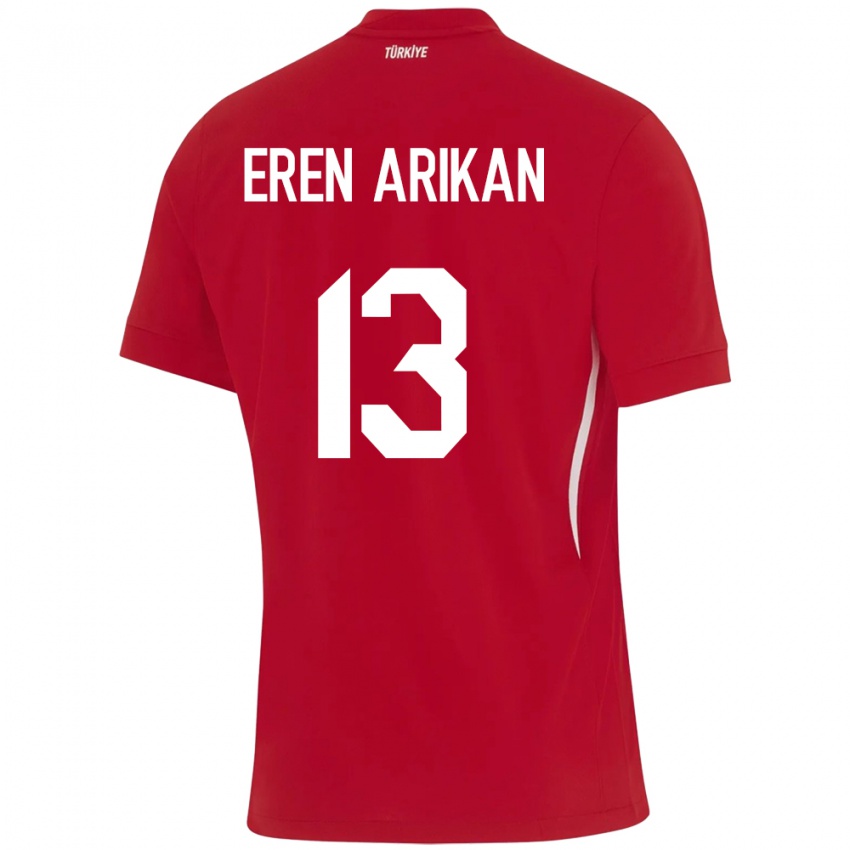 Niño Camiseta Turquía Muhammed Eren Arıkan #13 Rojo 2ª Equipación 24-26 La Camisa Perú