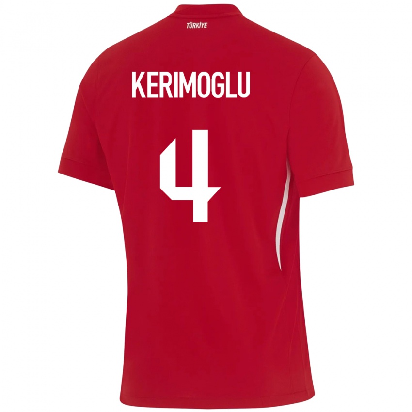 Niño Camiseta Turquía Zeynap Kerimoğlu #4 Rojo 2ª Equipación 24-26 La Camisa Perú