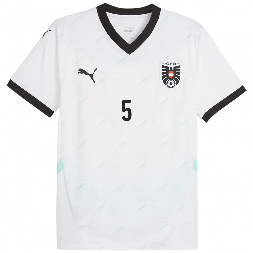 Niño Camiseta Austria Claudia Wenger #5 Blanco 2ª Equipación 24-26 La Camisa Perú