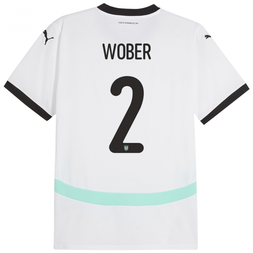 Niño Camiseta Austria Maximilian Wöber #2 Blanco 2ª Equipación 24-26 La Camisa Perú