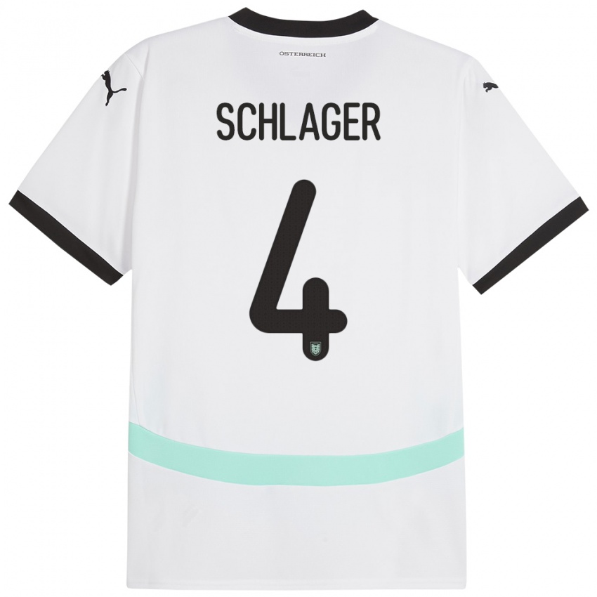 Niño Camiseta Austria Xaver Schlager #4 Blanco 2ª Equipación 24-26 La Camisa Perú