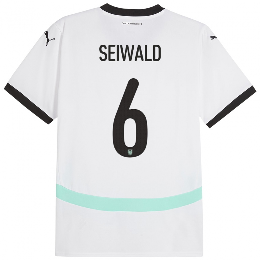 Niño Camiseta Austria Nicolas Seiwald #6 Blanco 2ª Equipación 24-26 La Camisa Perú