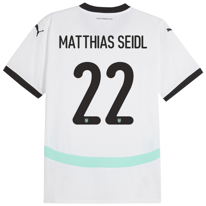 Niño Camiseta Austria Matthias Seidl #22 Blanco 2ª Equipación 24-26 La Camisa Perú