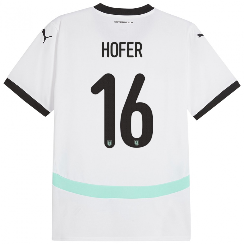 Niño Camiseta Austria Raphael Hofer #16 Blanco 2ª Equipación 24-26 La Camisa Perú