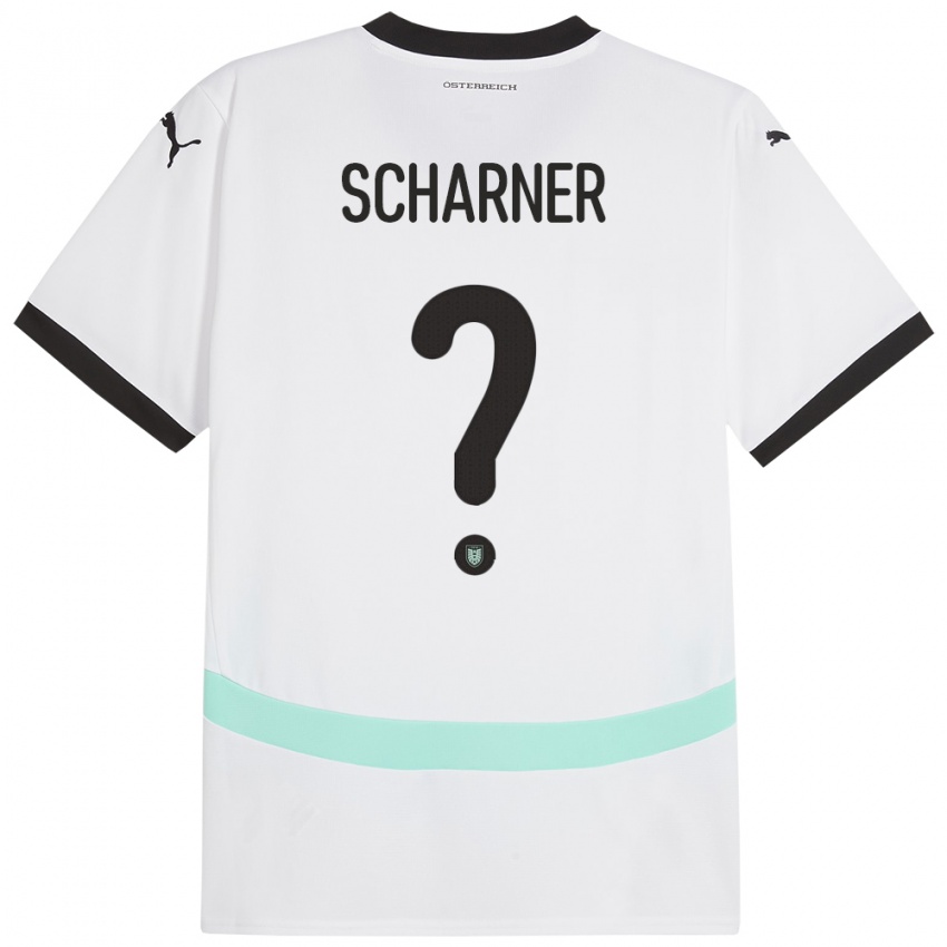 Niño Camiseta Austria Benedict Scharner #0 Blanco 2ª Equipación 24-26 La Camisa Perú