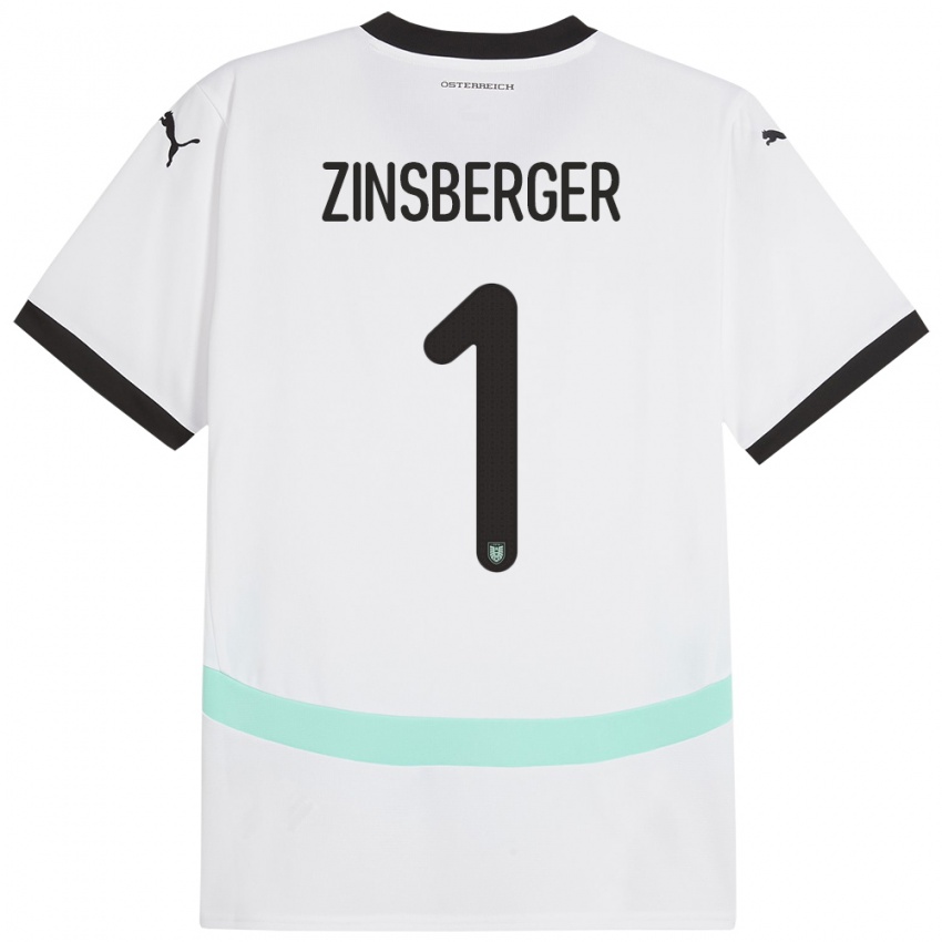 Niño Camiseta Austria Manuela Zinsberger #1 Blanco 2ª Equipación 24-26 La Camisa Perú