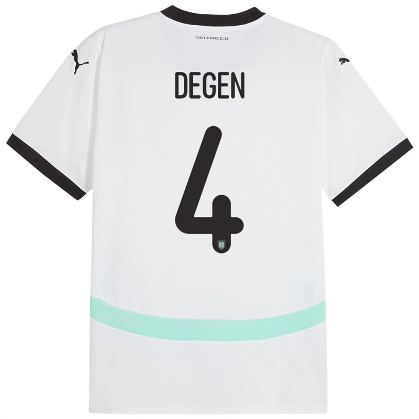 Niño Camiseta Austria Celina Degen #4 Blanco 2ª Equipación 24-26 La Camisa Perú