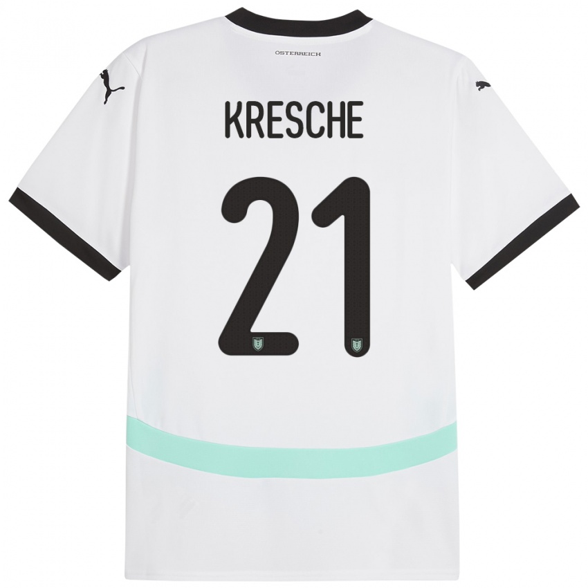 Niño Camiseta Austria Isabella Kresche #21 Blanco 2ª Equipación 24-26 La Camisa Perú