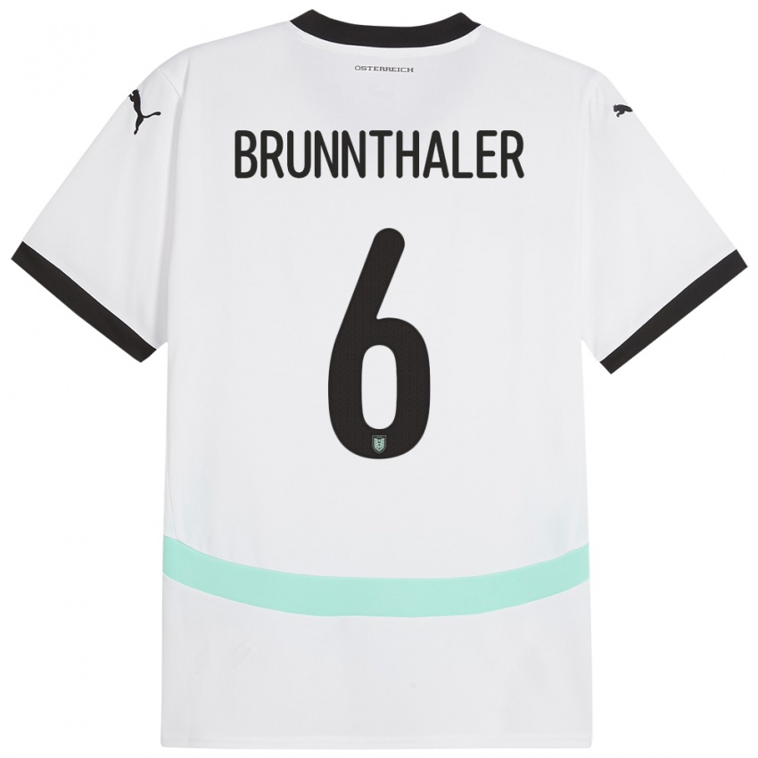 Niño Camiseta Austria Melanie Brunnthaler #6 Blanco 2ª Equipación 24-26 La Camisa Perú