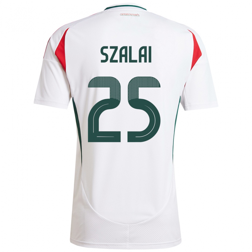 Niño Camiseta Hungría Gábor Szalai #25 Blanco 2ª Equipación 24-26 La Camisa Perú