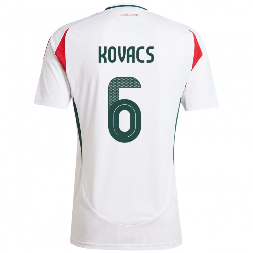 Niño Camiseta Hungría Noel Kovács #6 Blanco 2ª Equipación 24-26 La Camisa Perú