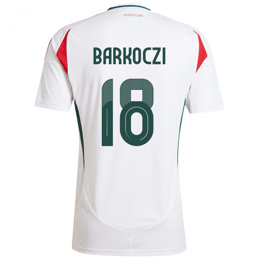 Niño Camiseta Hungría Barnabás Barkóczi #18 Blanco 2ª Equipación 24-26 La Camisa Perú