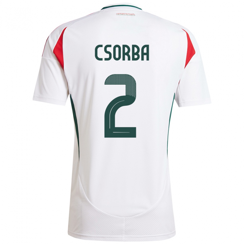 Niño Camiseta Hungría Dominik Csorba #2 Blanco 2ª Equipación 24-26 La Camisa Perú