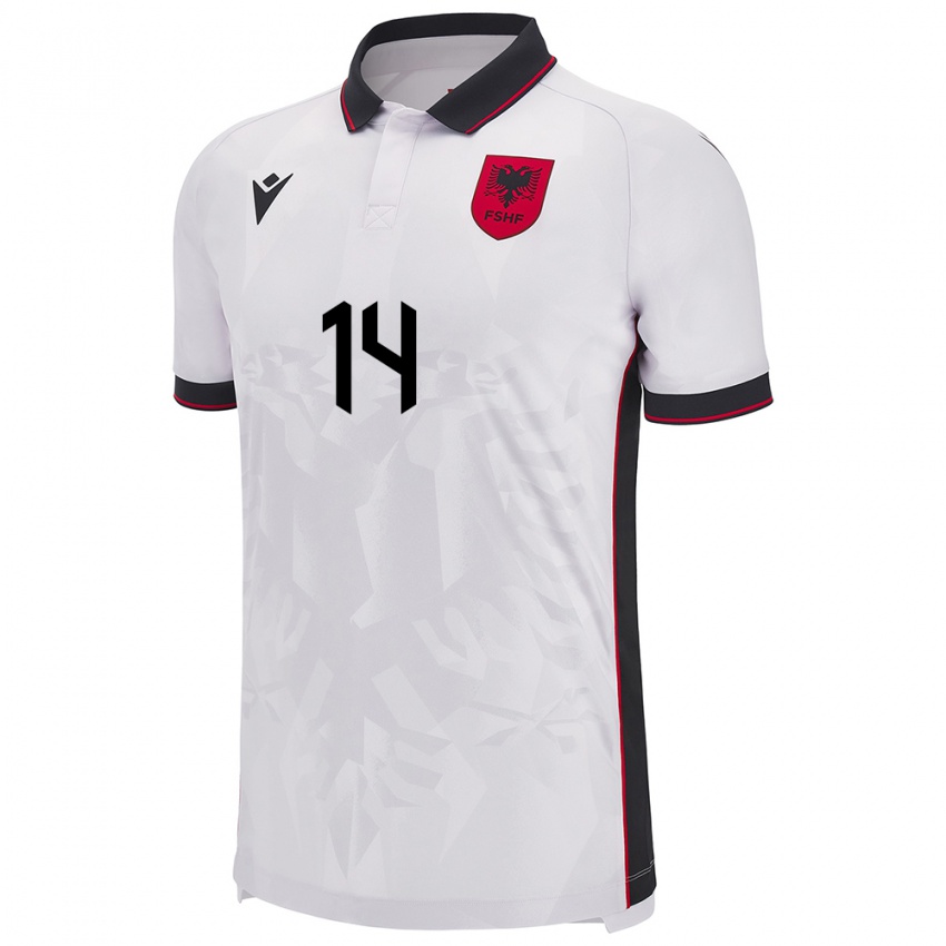 Niño Camiseta Albania Gabrian Cani #14 Blanco 2ª Equipación 24-26 La Camisa Perú