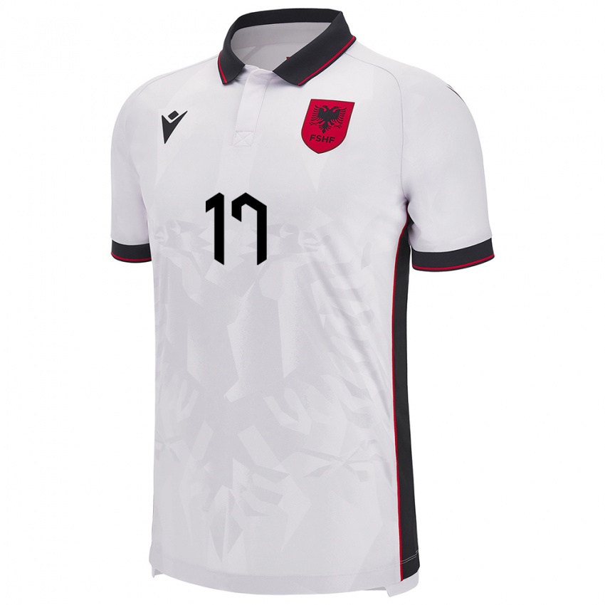 Niño Camiseta Albania Eraldo Karaj #17 Blanco 2ª Equipación 24-26 La Camisa Perú