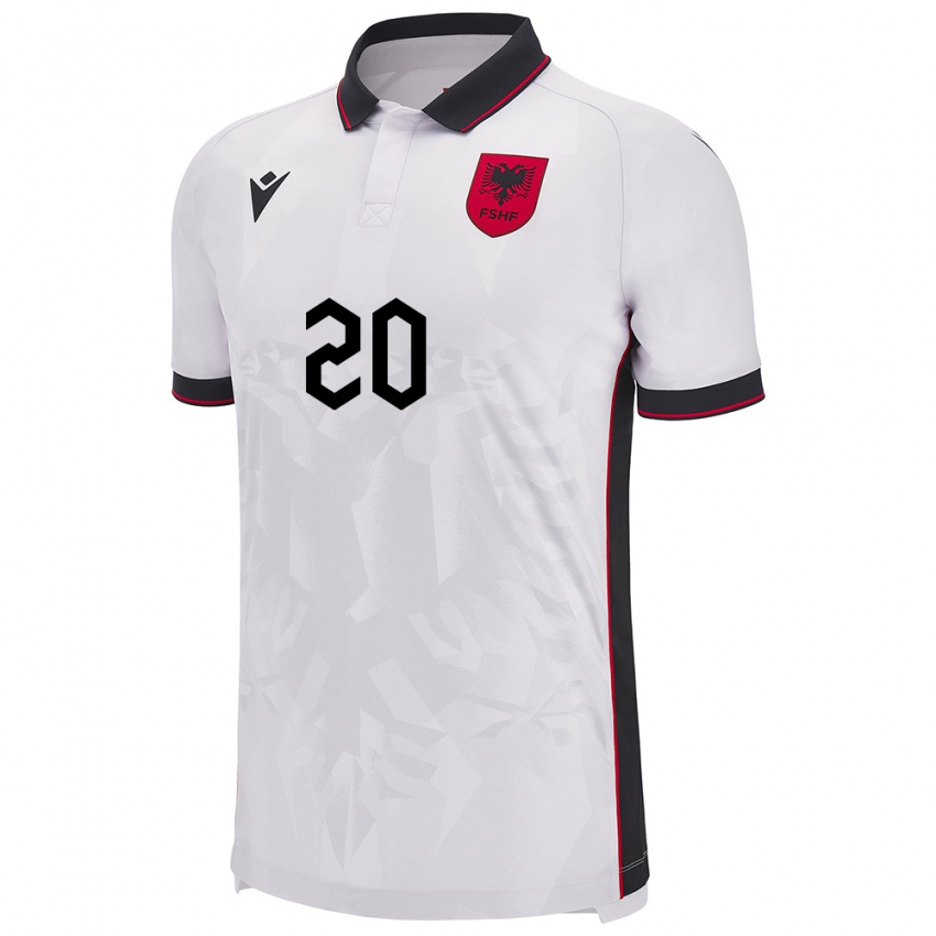 Niño Camiseta Albania Dejvid Janaqi #20 Blanco 2ª Equipación 24-26 La Camisa Perú