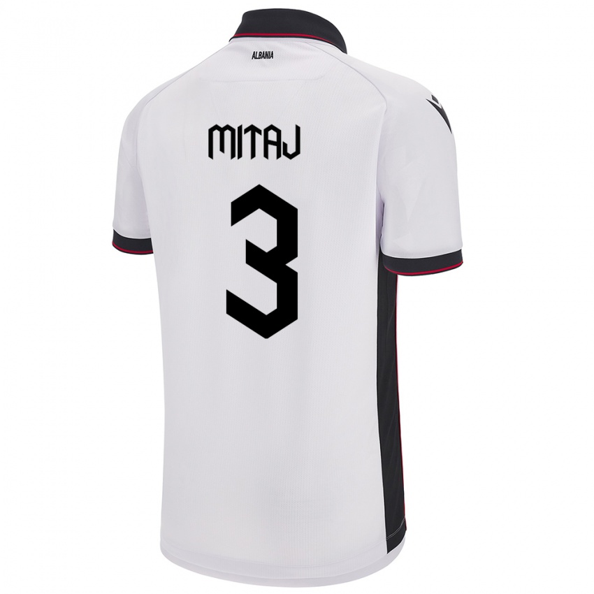 Niño Camiseta Albania Mario Mitaj #3 Blanco 2ª Equipación 24-26 La Camisa Perú