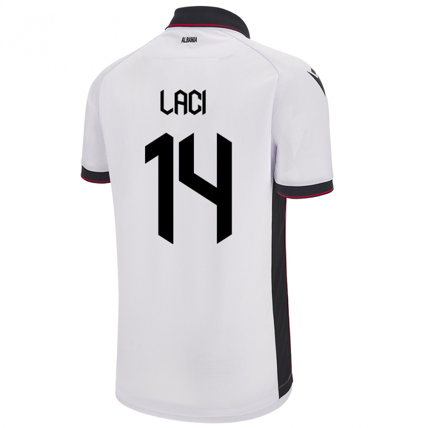 Niño Camiseta Albania Qazim Laci #14 Blanco 2ª Equipación 24-26 La Camisa Perú