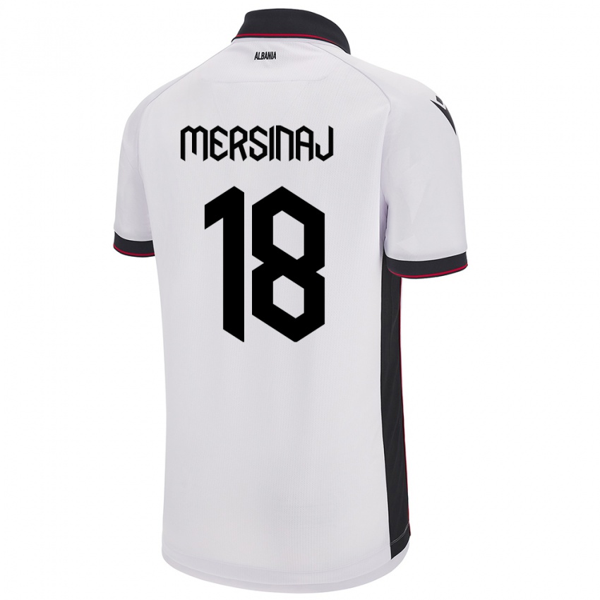 Niño Camiseta Albania Jon Mersinaj #18 Blanco 2ª Equipación 24-26 La Camisa Perú