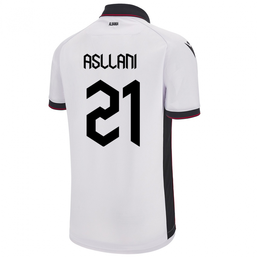 Niño Camiseta Albania Kristjan Asllani #21 Blanco 2ª Equipación 24-26 La Camisa Perú