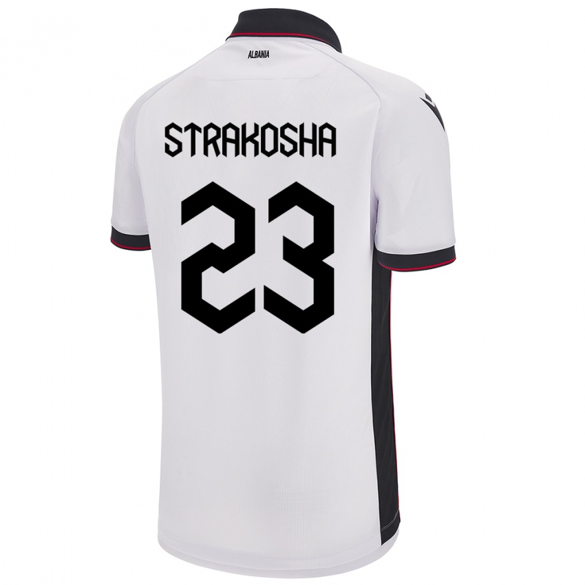 Niño Camiseta Albania Thomas Strakosha #23 Blanco 2ª Equipación 24-26 La Camisa Perú