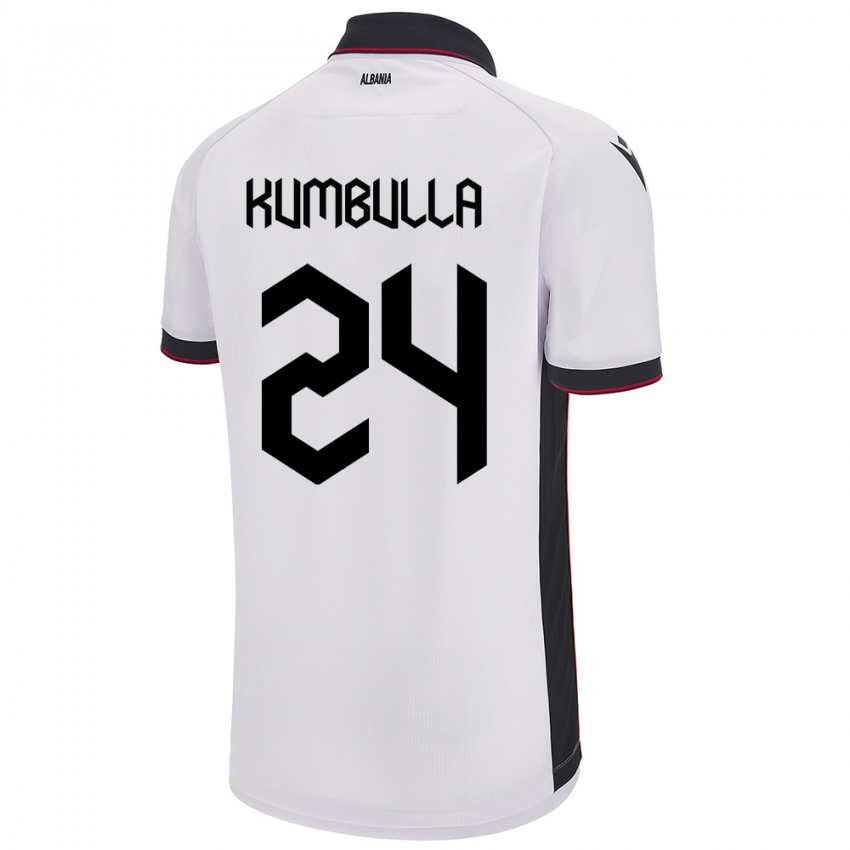 Niño Camiseta Albania Marash Kumbulla #24 Blanco 2ª Equipación 24-26 La Camisa Perú