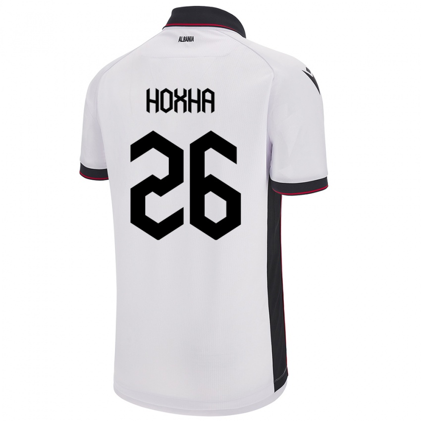 Niño Camiseta Albania Arbër Hoxha #26 Blanco 2ª Equipación 24-26 La Camisa Perú