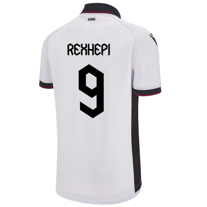 Niño Camiseta Albania Arlind Rexhepi #9 Blanco 2ª Equipación 24-26 La Camisa Perú