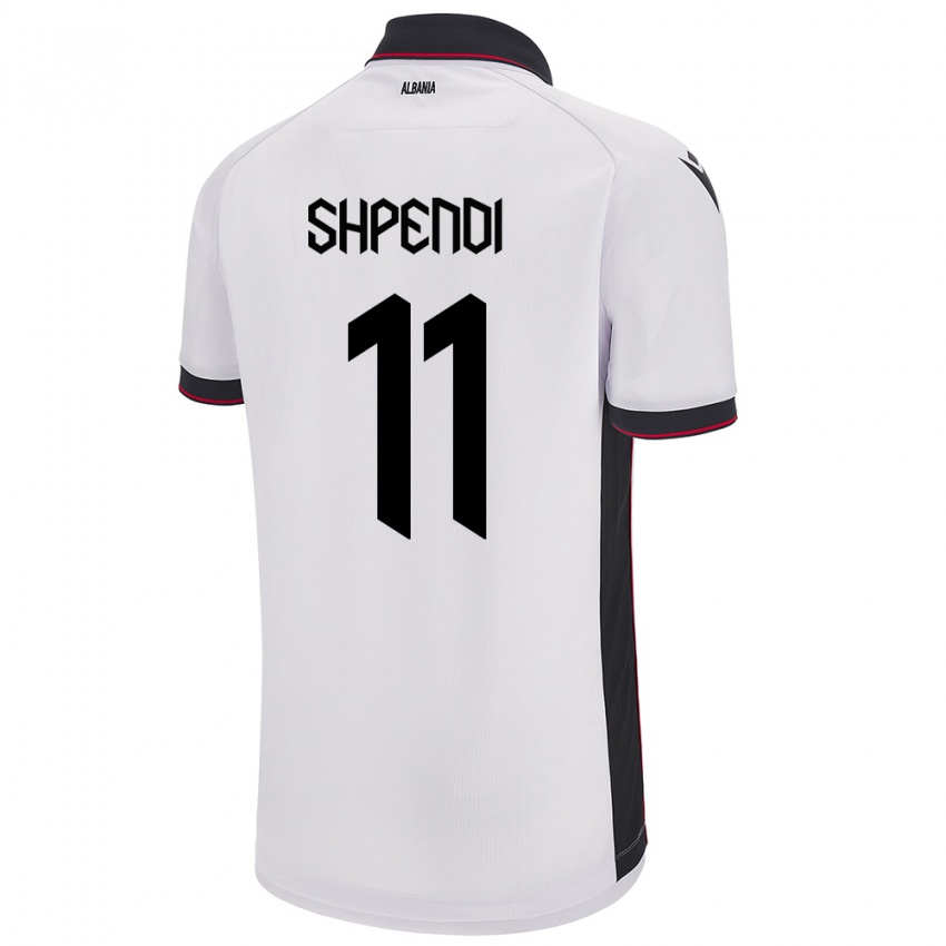 Niño Camiseta Albania Stiven Shpendi #11 Blanco 2ª Equipación 24-26 La Camisa Perú