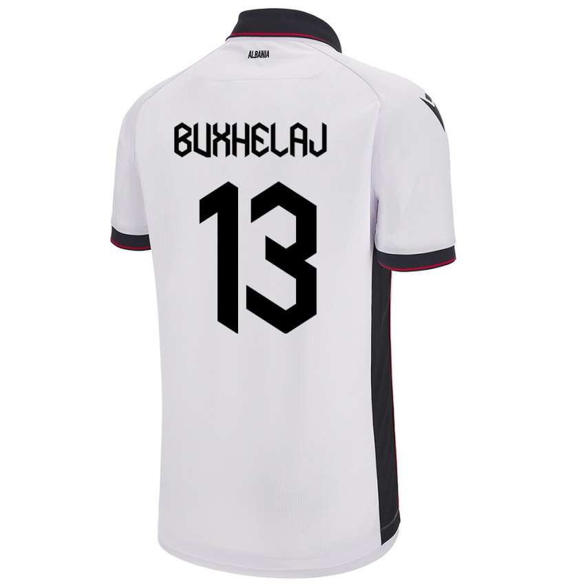 Niño Camiseta Albania Paulo Buxhelaj #13 Blanco 2ª Equipación 24-26 La Camisa Perú