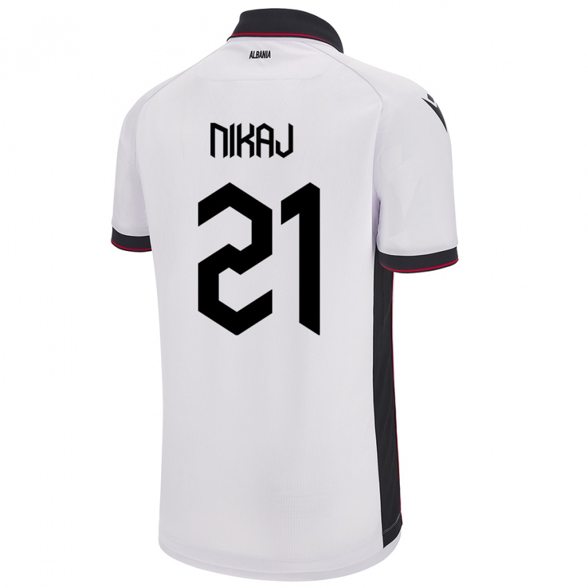 Niño Camiseta Albania Ardit Nikaj #21 Blanco 2ª Equipación 24-26 La Camisa Perú