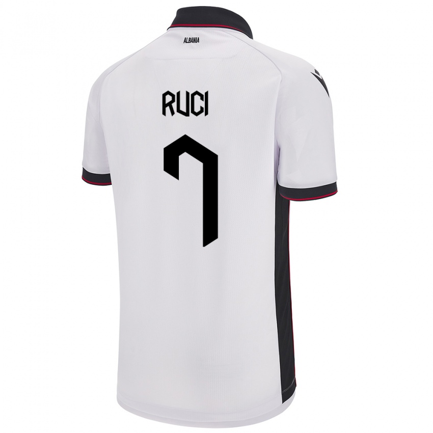 Niño Camiseta Albania Flamur Ruci #7 Blanco 2ª Equipación 24-26 La Camisa Perú