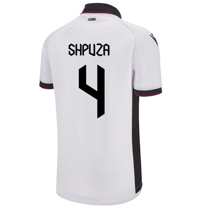 Niño Camiseta Albania Kleo Shpuza #4 Blanco 2ª Equipación 24-26 La Camisa Perú