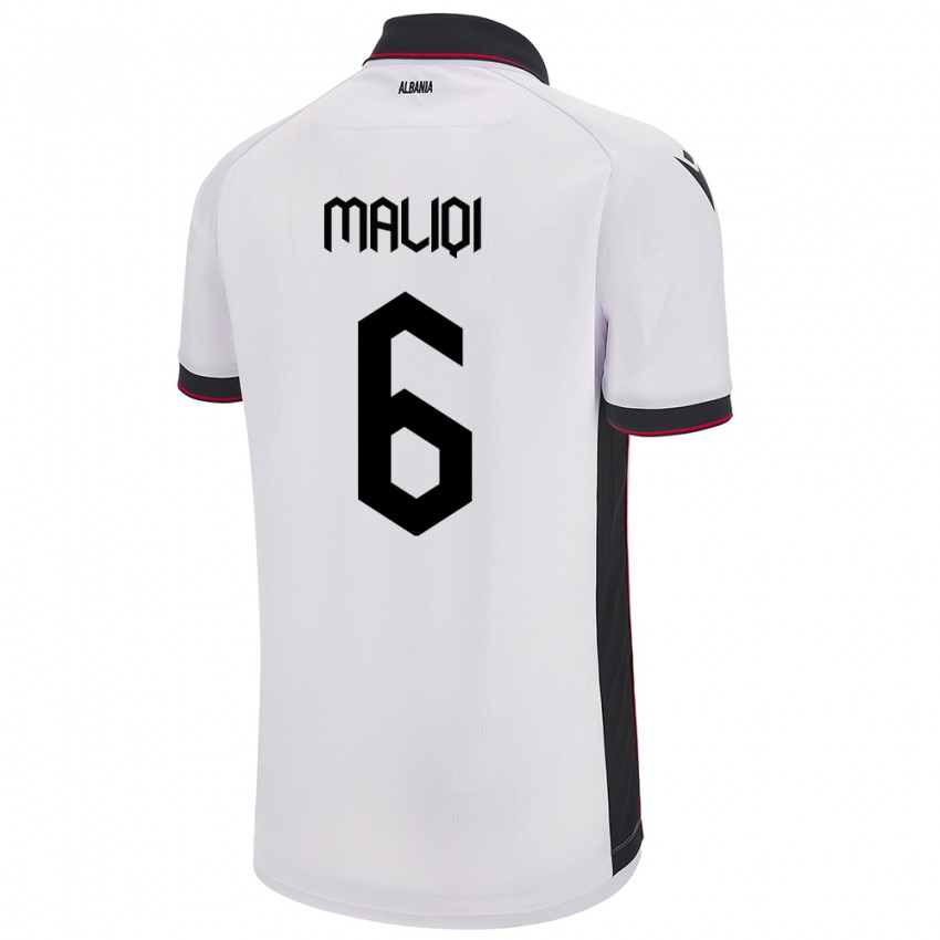 Niño Camiseta Albania Sara Maliqi #6 Blanco 2ª Equipación 24-26 La Camisa Perú