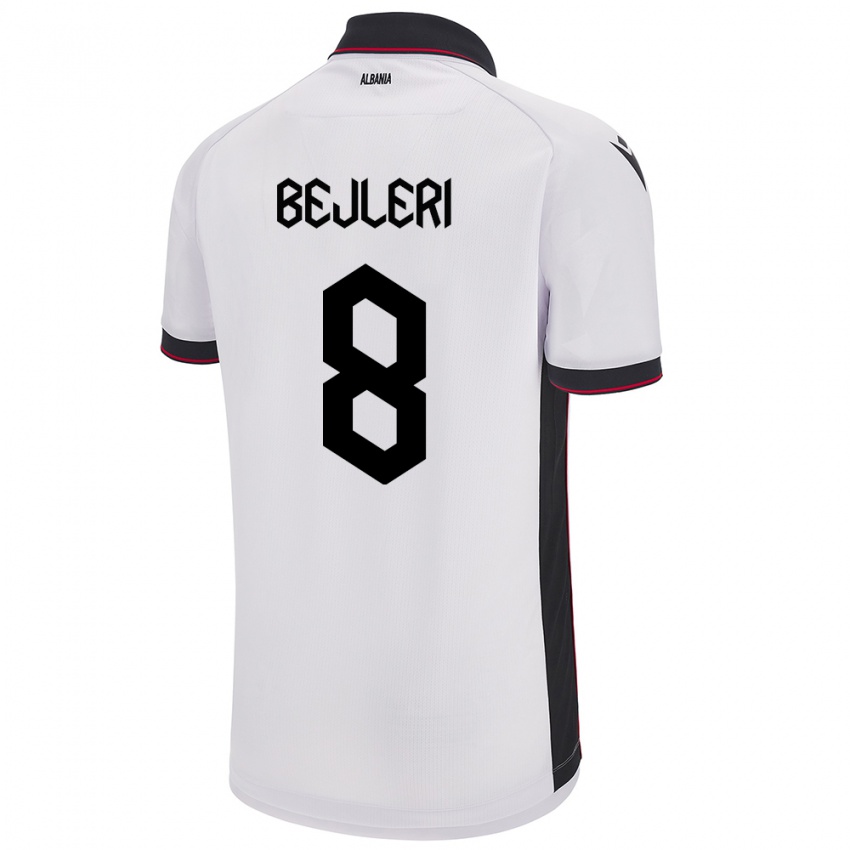 Niño Camiseta Albania Markela Bejleri #8 Blanco 2ª Equipación 24-26 La Camisa Perú