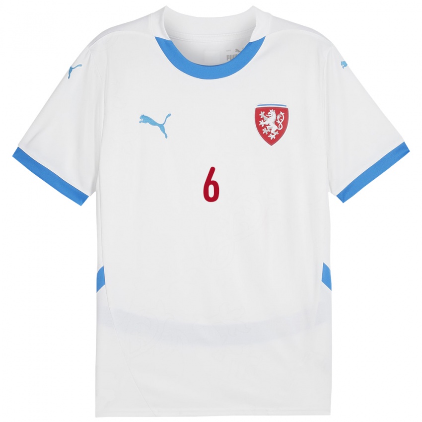 Niño Camiseta Chequia Jaroslav Zelený #6 Blanco 2ª Equipación 24-26 La Camisa Perú